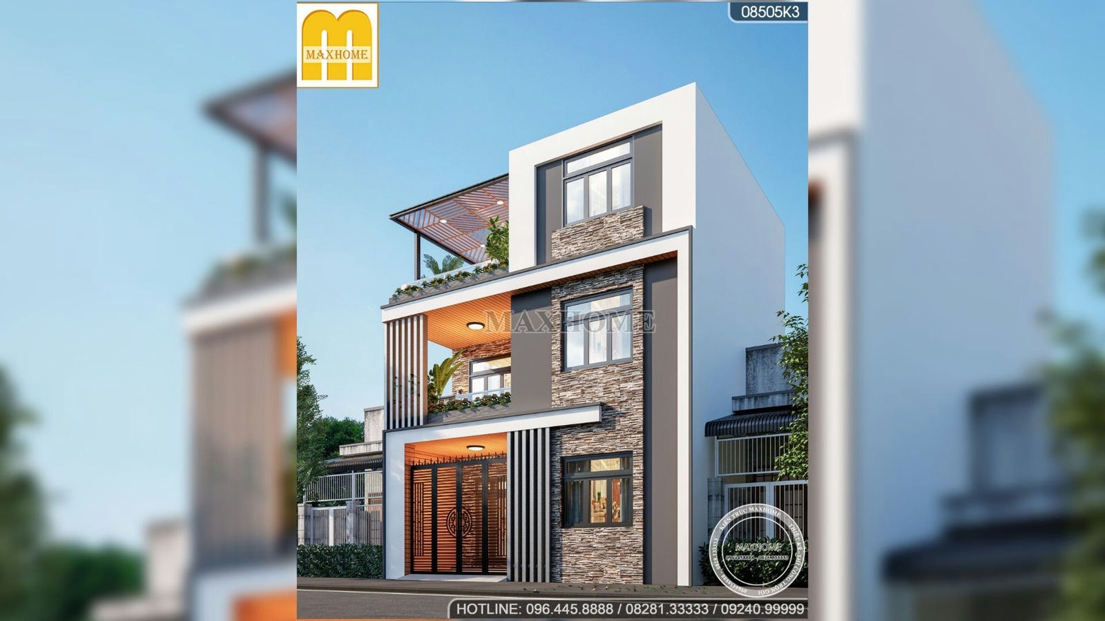 Thiết kế nhà hiện đại 3 tầng TIỆN NGHI, SANG TRỌNG ai nhìn cũng mê | MH02056