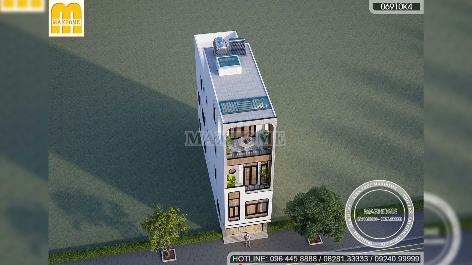 Thiết kế nhà lô phố 4 tầng mặt tiền 4m đẹp thoáng ở Tuyên Quang | MH02645