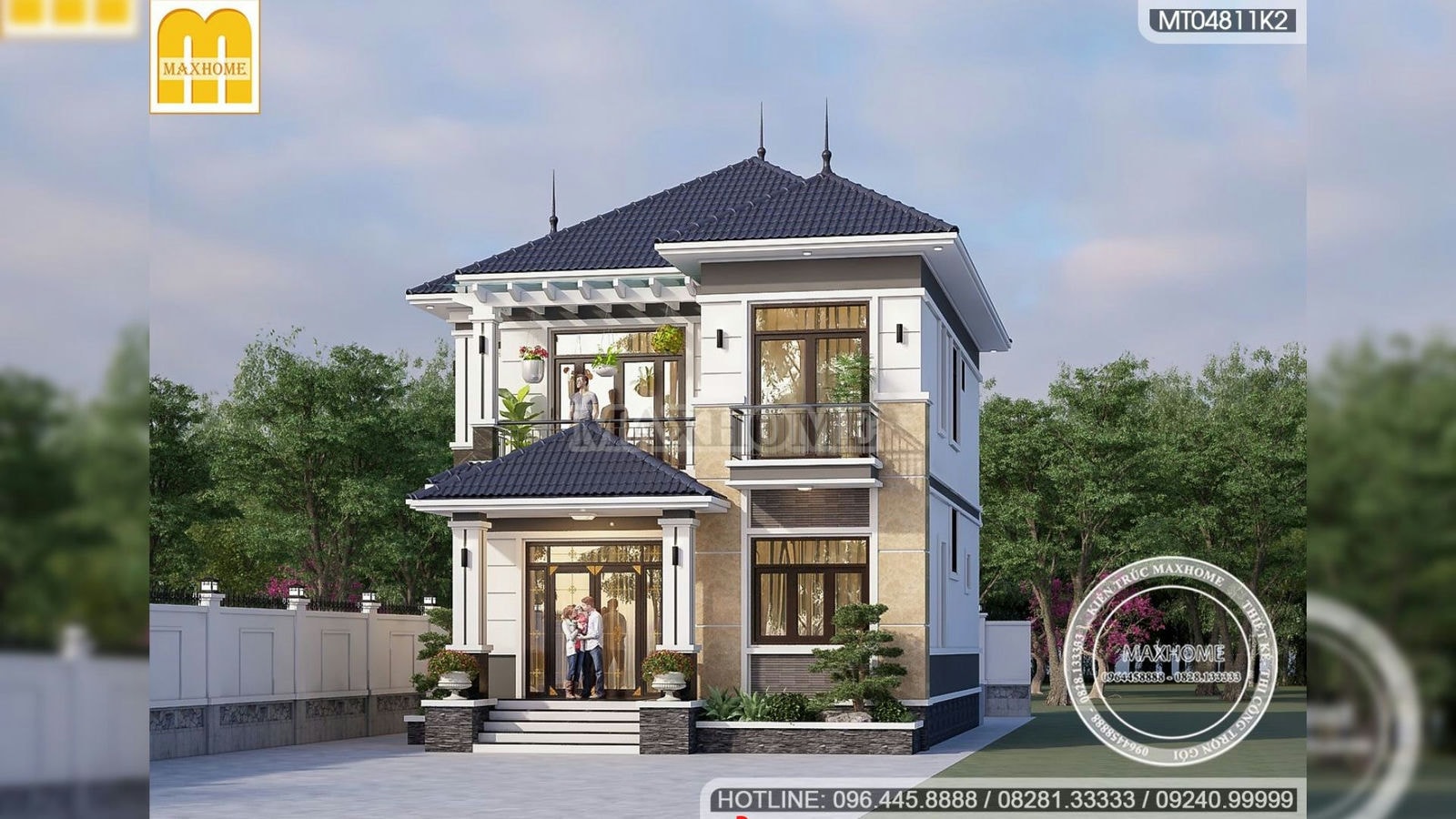 Thiết kế nhà mái Nhật 2 tầng có sân vườn siêu đẹp ở Đắk Nông | MH02659