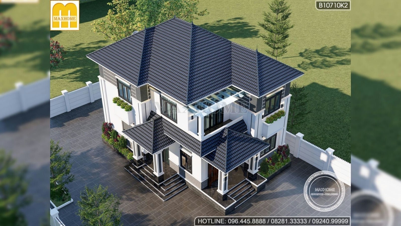 Thiết kế nhà mái Nhật 2 tầng đẹp tối giản chi phí tại Bắc Giang | MH01547