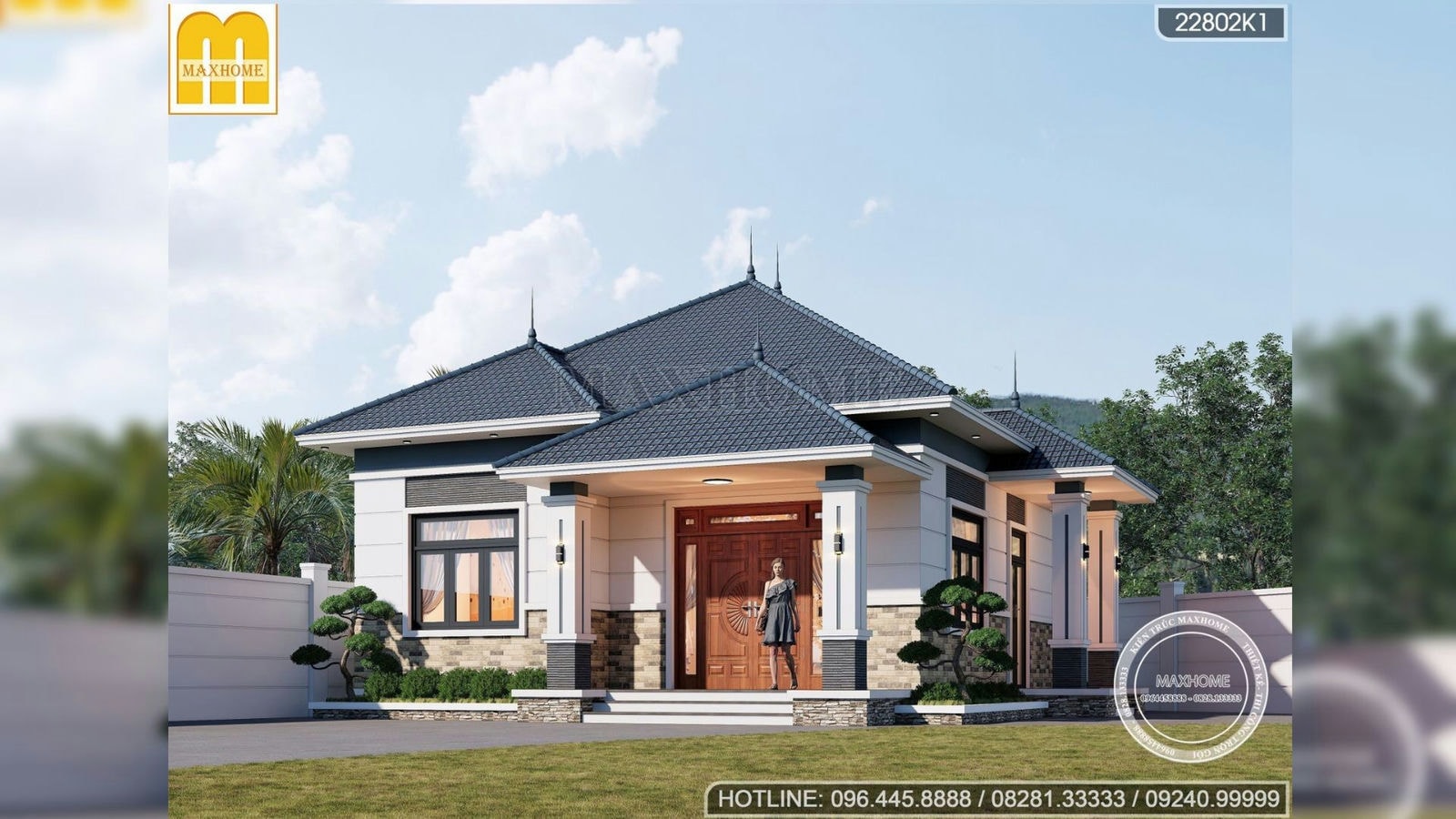 Thiết kế nhà mái Nhật với công năng tiện nghi, hiện đại rẻ đẹp nhất 2023 I MH01962