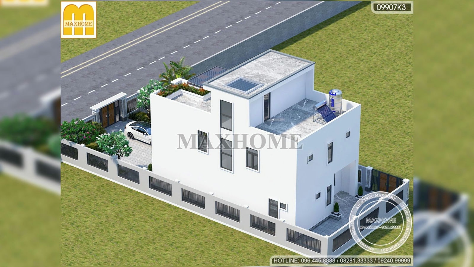 Thiết kế nhà phố 2 tầng 1 tum hiện đại, sang trọng 5 phòng ngủ tiện nghi I MH02058