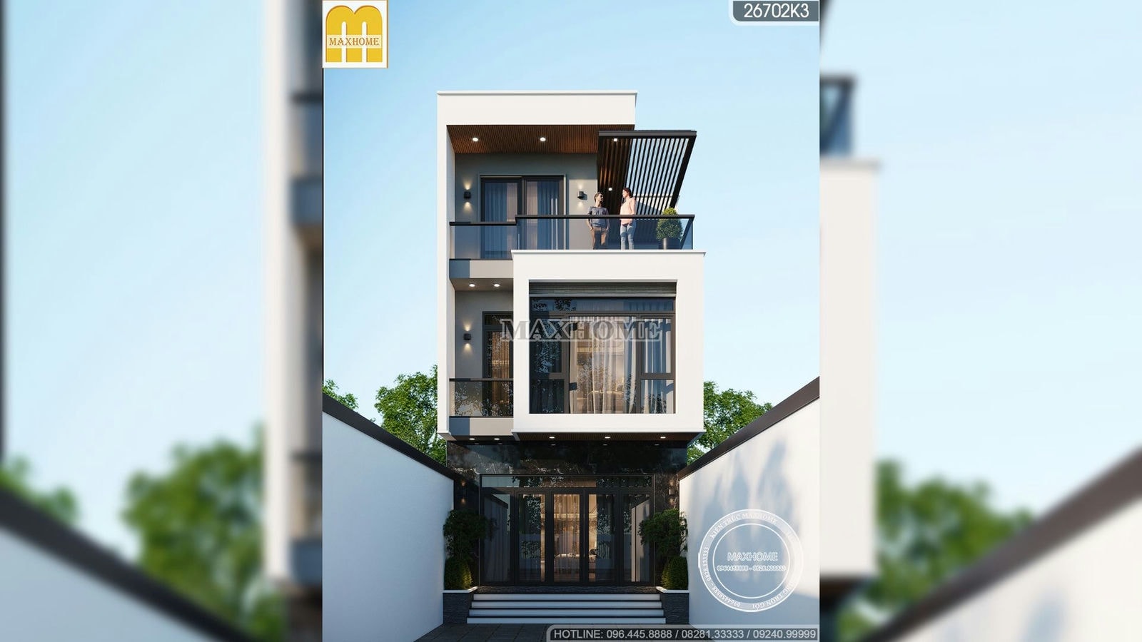 Thiết kế nhà phố 3 tầng hiện đại 6,4 x 18m tại Hà Nội | MH01695
