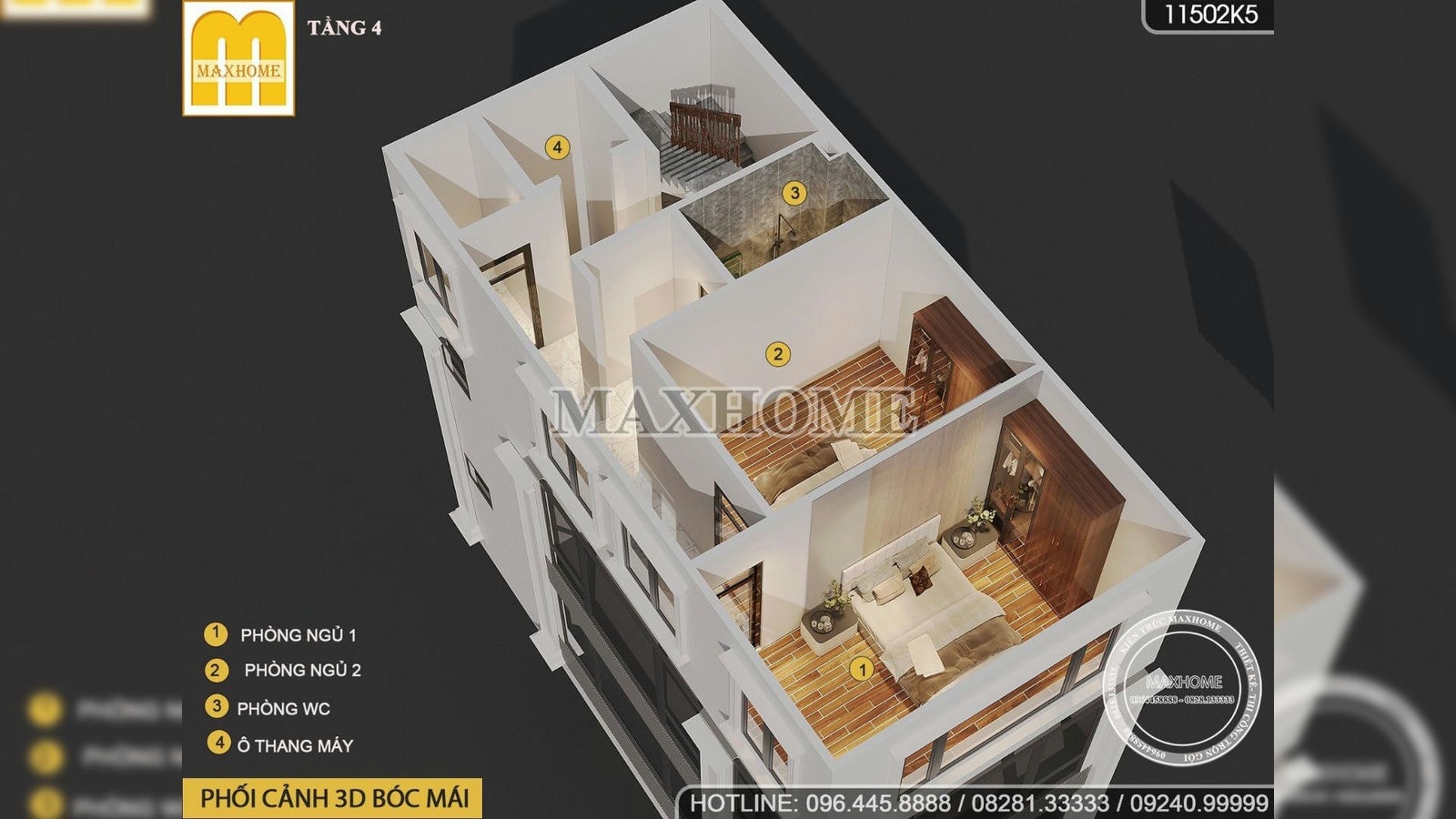 Thiết kế nhà phố 6 tầng 1 tum 5x11m lý tưởng ở đô thị | MH02021