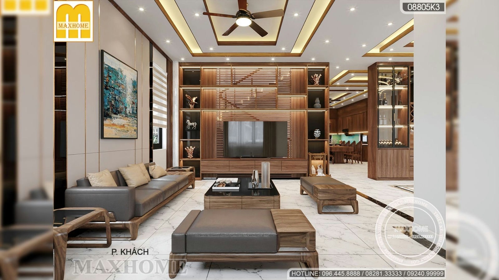 Thiết kế nội thất biệt thự hiện đại 2 tầng 1 tum SANG TRỌNG ấn tượng | MH02299