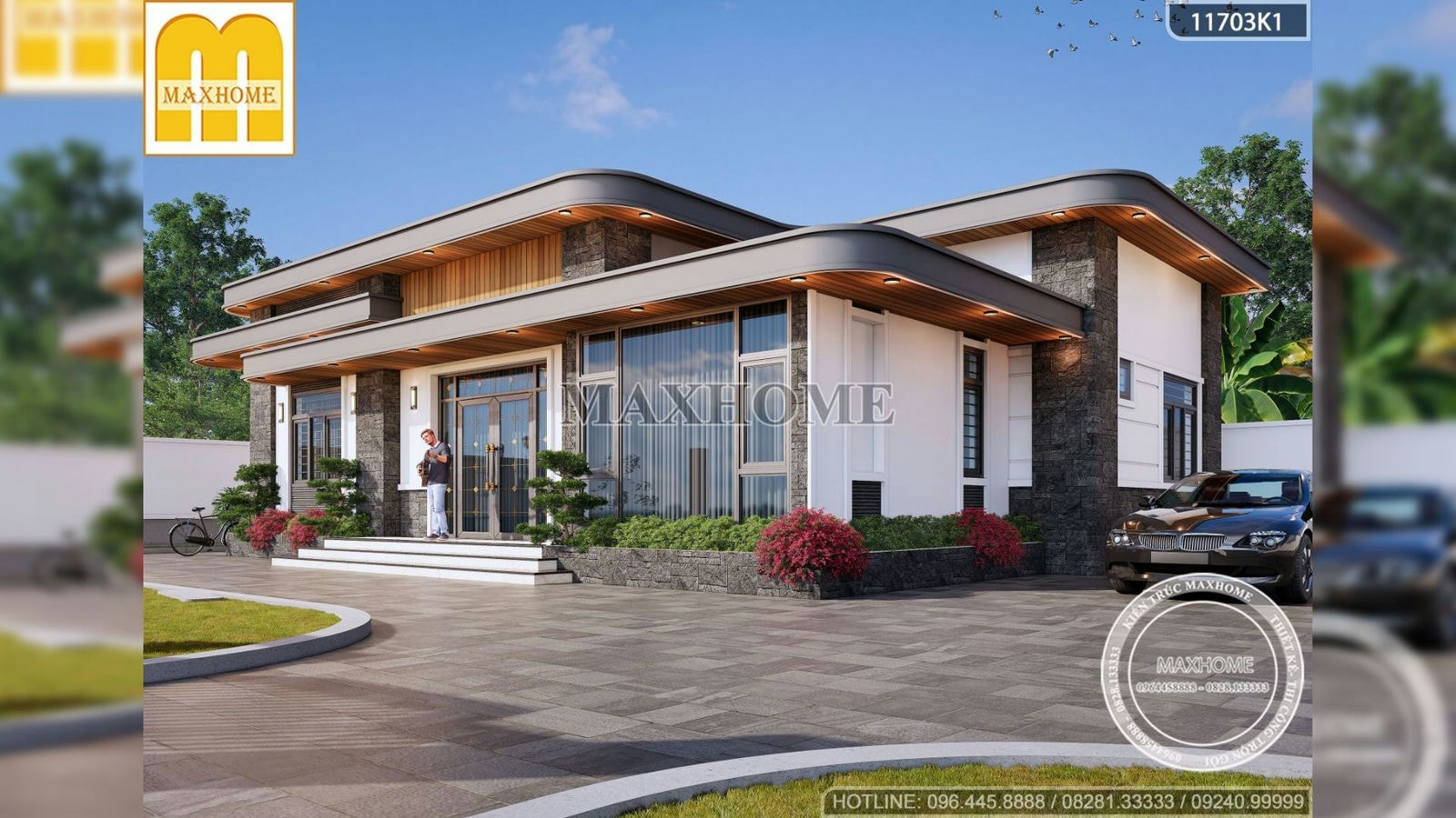 Thiết kế Villa 1 tầng hiện đại - không gian nghỉ dưỡng sang trọng | MH01811