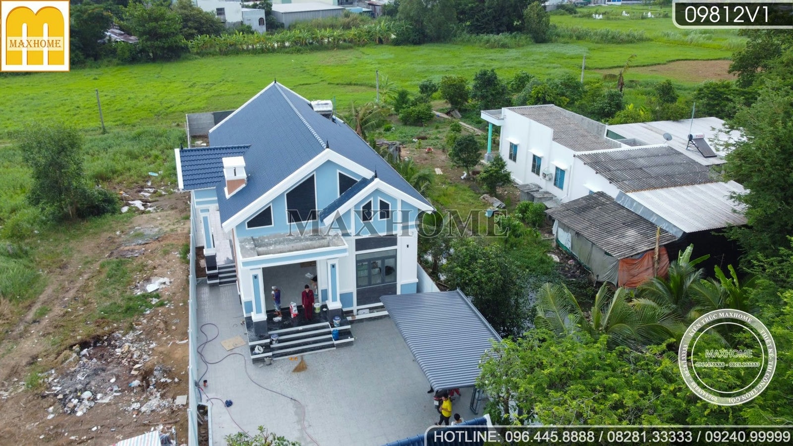 Thực tế ngôi nhà vườn mái Thái quá đẹp đã hoàn thiện 95% tại Long An