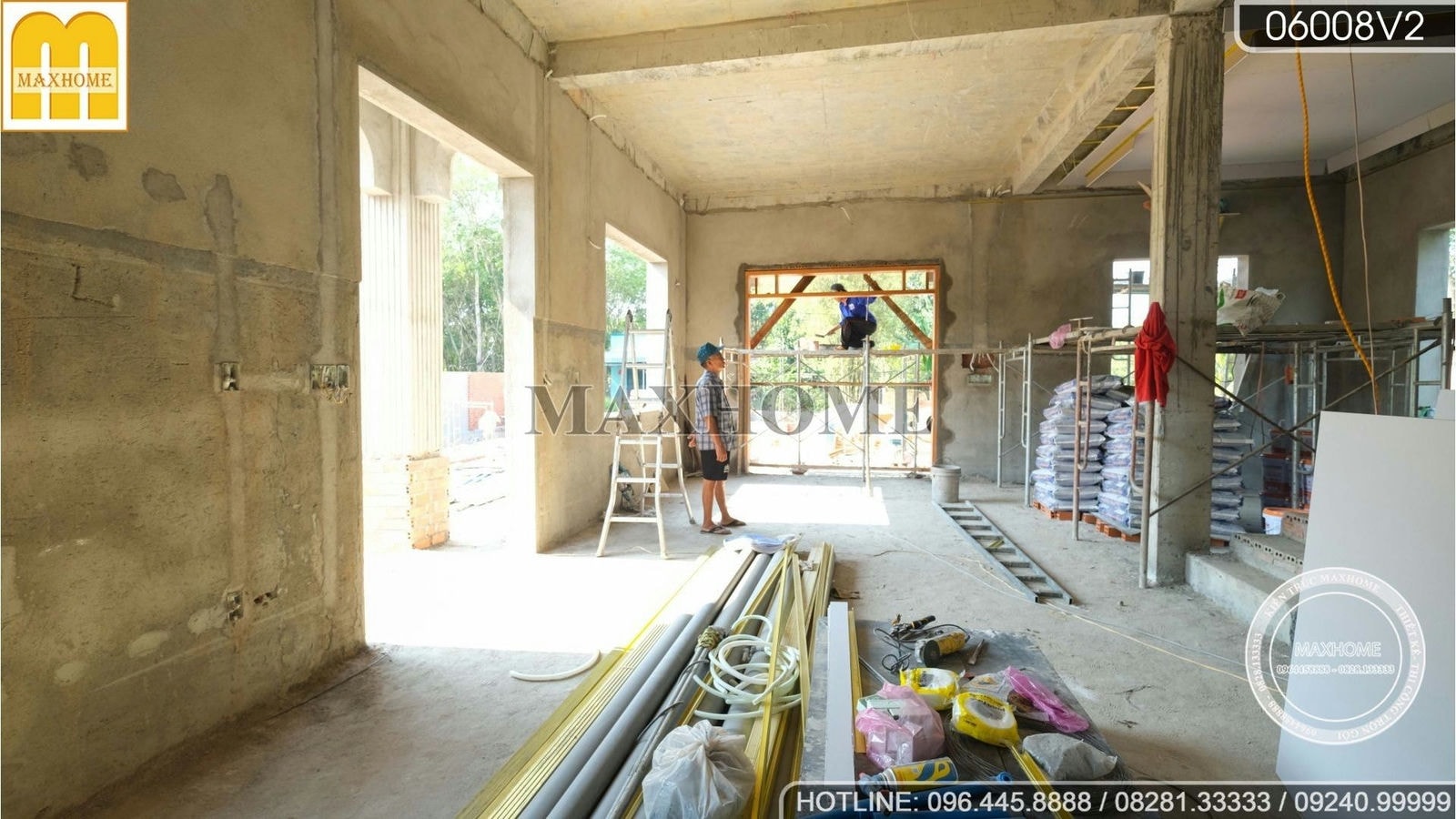 Tiến độ thi công nhà mái Thái 2 tầng tân cổ điển tại Bình Dương