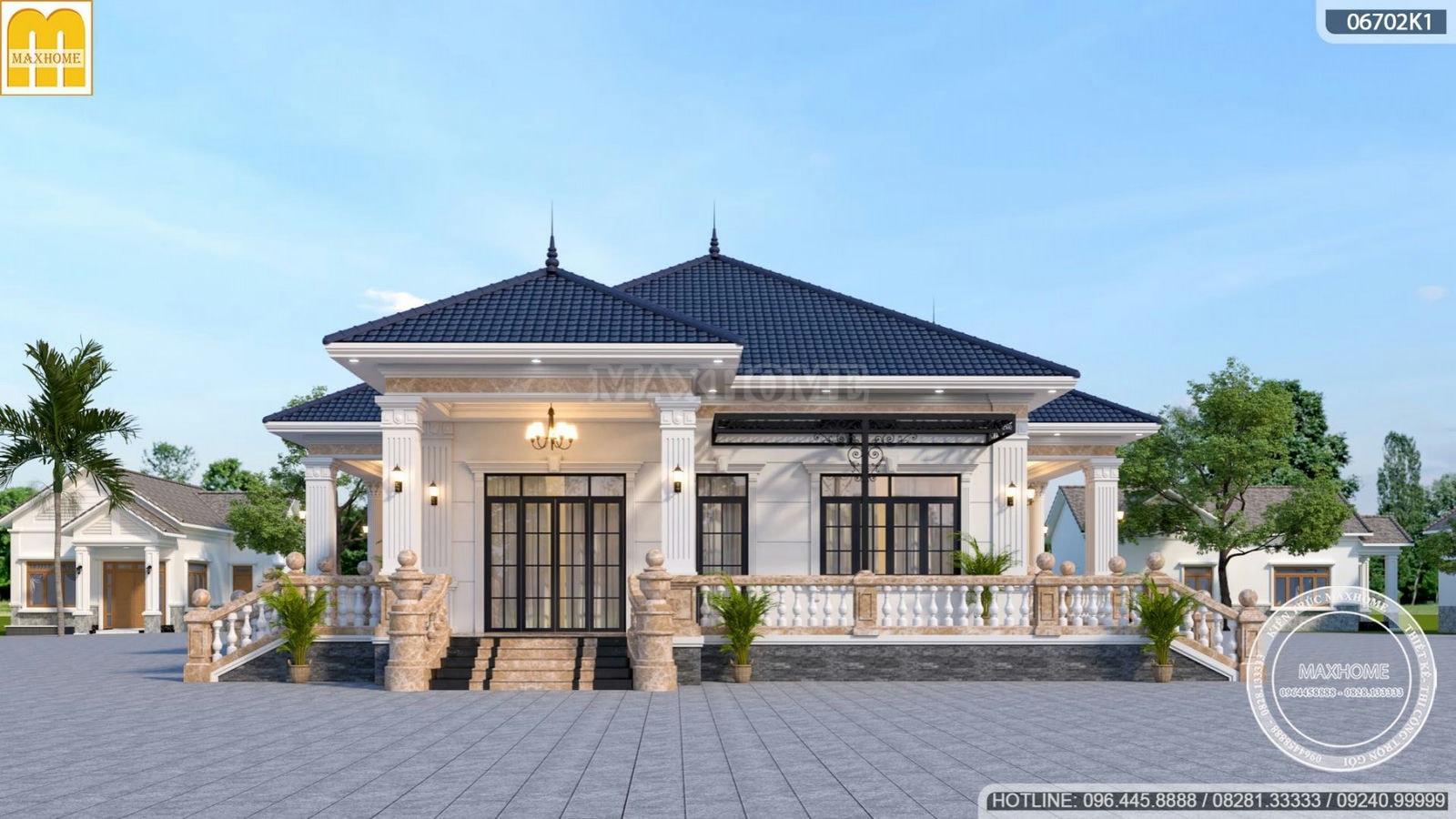 Trọn gói mẫu biệt thự 1 tầng mái Nhật đẹp nhất Ninh Bình | MH01719