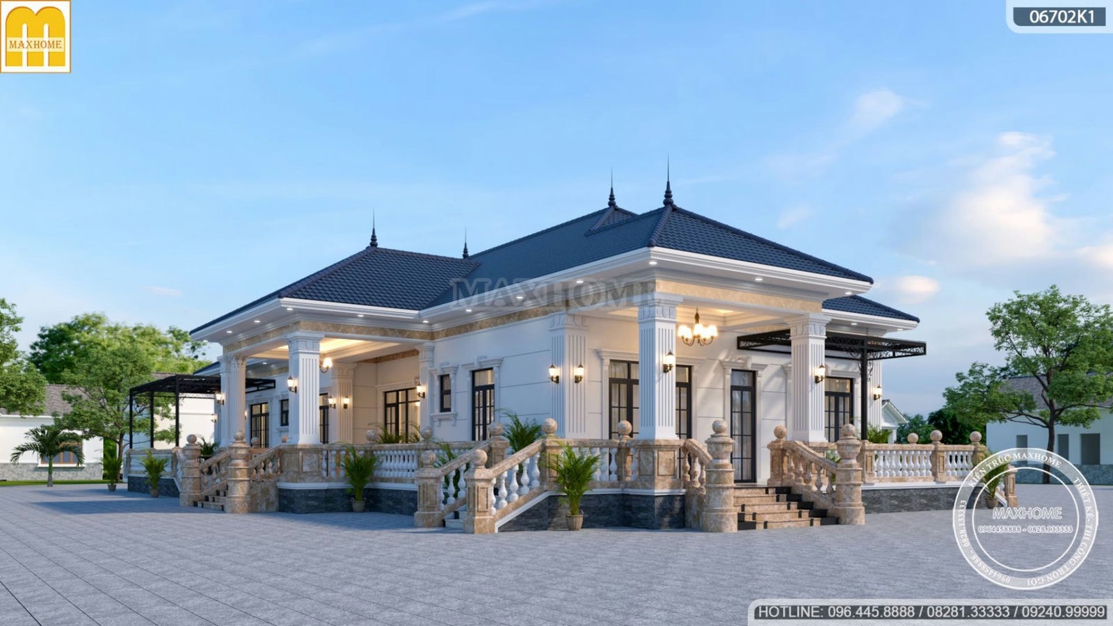 Trọn gói mẫu biệt thự 1 tầng mái Nhật đẹp nhất Ninh Bình | MH01719