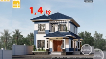 Mua bản vẽ nhà giá rẻ với mẫu nhà 2 tầng mái Nhật siêu đẹp và hiện đại | MH02785