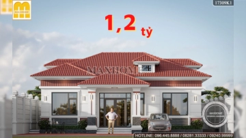 MUA THIẾT KẾ nhà 1 tầng ngói đỏ đẹp mê ly nổi bật nhất giá rẻ | MH02653
