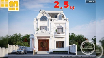 Thiết kế biệt thự tân cổ điển 2 tầng mái Mansard đẹp hoàn mỹ tại Bắc Ninh | MH03120