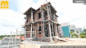 Thanh tra tiến độ và chất lượng công trình nhà phố 2 tầng mái Nhật tại Tiền Giang | MH02497