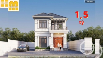 Mẫu thiết kế nhà 2 tầng 1.5 tỷ trắng đẹp tinh khôi, ai cũng say đắm | MH04836