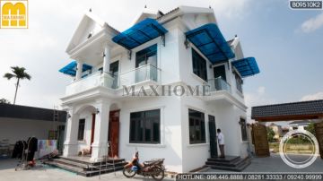 Ghé thăm thực  tế nhà mái Thái 2 tầng sắp hoàn thiện ở Thái Bình | MH01485
