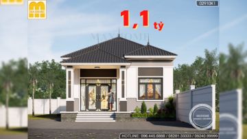 Mẫu nhà 1 tầng mái Nhật đẹp cho gia đình 3 thế hệ ở nông thôn | MH02437