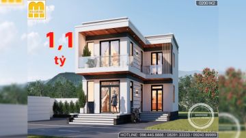 Nhà 2 tầng mái bằng giá rẻ nhất 2023 do Maxhome thiết kế | MH01596