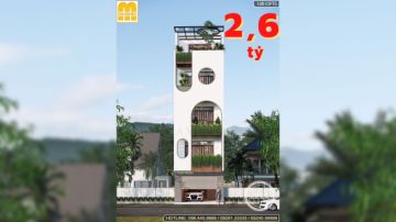 Phối cảnh mẫu nhà phố hiện đại với 4 tầng 1 tum mặt tiền 5m | MH02643