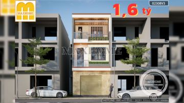 Thiết kế nhà phố 3 tầng 250m2 siêu đẹp có giá từ 1,5 tỷ đồng | MH02154